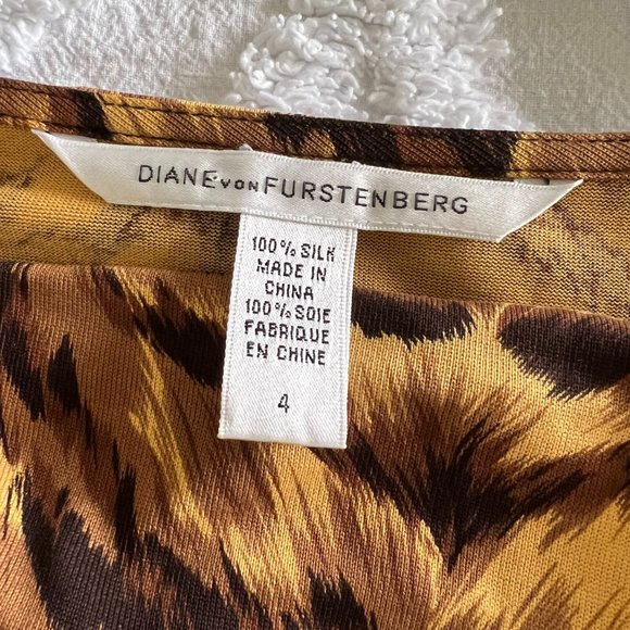 Diane Von Furstenberg DVF Mini Dress Silk Jersey Tiger Animal Print - Picture 8 of 12